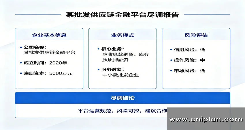 批发供应链金融平台尽调