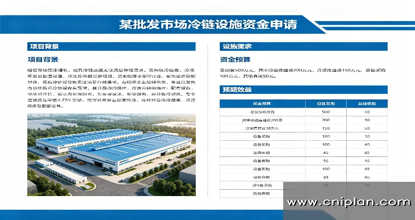 批发市场冷链设施资金申请