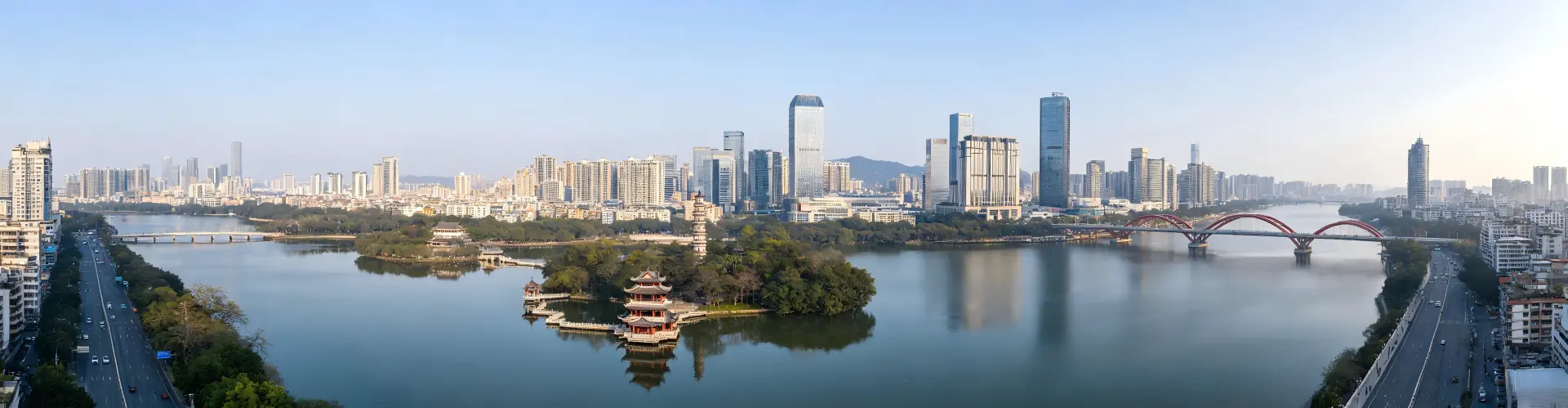 惠州市区西湖与江北CBD全景